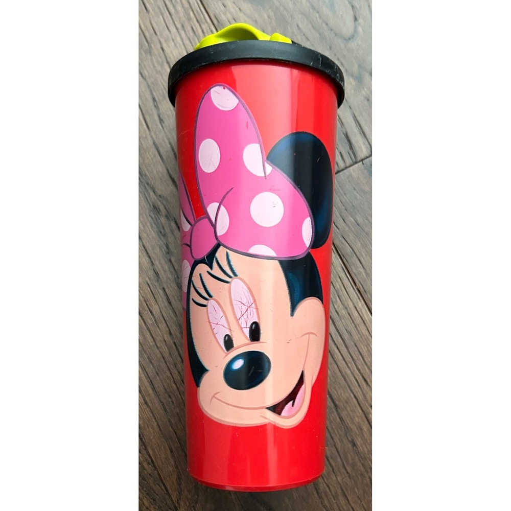 Tupperware Minnie Mouse Tumbler with Flip Top Lid‎ 16oz Red Disney